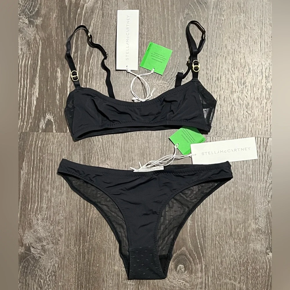 STELLA MCCARTNEY**Black Annabelle Dashing Bralette + Underwear Small**$189 - Picture 1 of 10